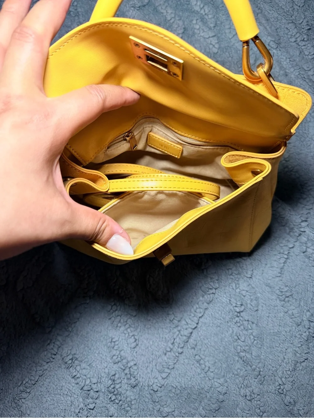 JW PEI Yellow Croc-Embossed Top-Handle Crossbody